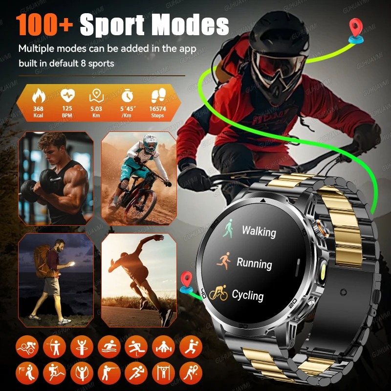 새로운 밀리터리 어드벤처 스마트워치 남성용 1000mA - Outdoor Adventure Sports 리뷰 및 가격